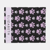前足、薄紫前足、犬の前足、あなたの名前のパターン フリースブランケット (正面(横))
