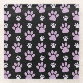 前足、薄紫前足、犬の前足、前刷りのパターン ガラスコースター (正面)
