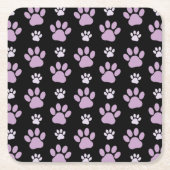 前足、薄紫前足、犬の前足、前刷りのパターン スクエアペーパーコースター (正面)