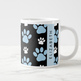 前足、青い前足、犬の前足、あなたの名前のパターン ジャンボコーヒーマグカップ