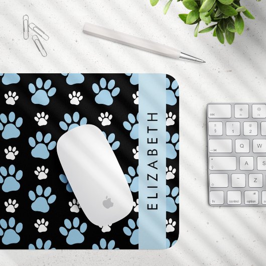 前足、青い前足、犬の前足、あなたの名前のパターン マウスパッド