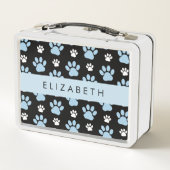 前足、青い前足、犬の前足、あなたの名前のパターン メタルランチボックス (裏面)