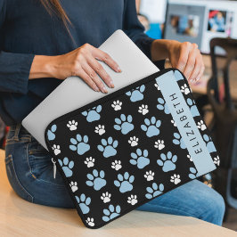 前足、青い前足、犬の前足、あなたの名前のパターン ラップトップスリーブ