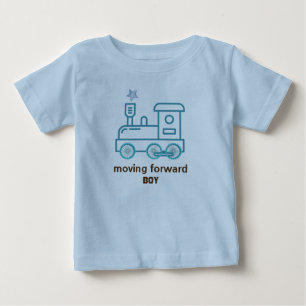 前進するベイビーボーイTシャツブルー ベビーTシャツ