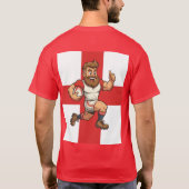 前進する楽しいイングランドラグビーヒーロー Tシャツ (裏面)