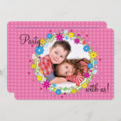 前部および中心の写真の誕生日のパーティの招待状 招待状 (正面/裏面)
