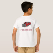 前部および背部が付いている普通消防車 Tシャツ (裏面フル)