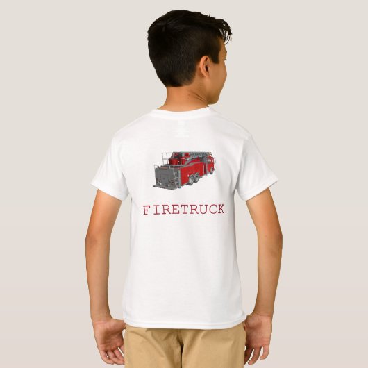 前部および背部が付いている普通消防車 Tシャツ (裏面フル)