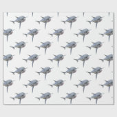 前部に泳いでいるホホジロザメ ラッピングペーパー (フラット)