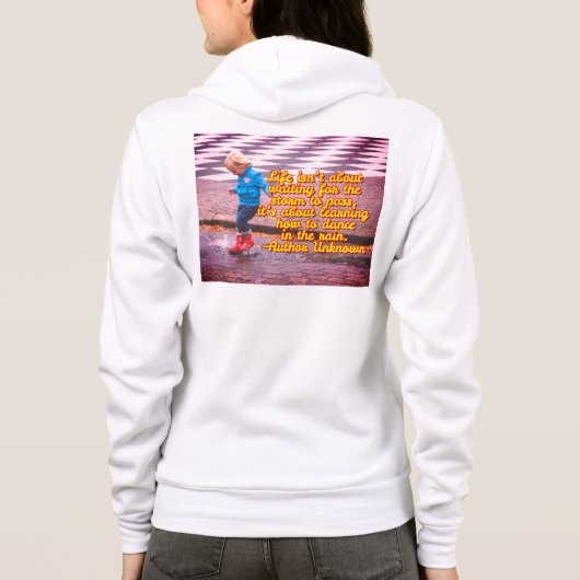 前部のグラフィックとの女性のファスナーを絞めるフード付きスウェットシャツ パーカ (裏面)