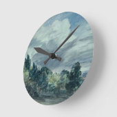 前部の木との広い景色上の眺め、 ラウンド壁時計 (傾斜)