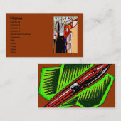 前部の背部秋場面のペン 名刺 (正面/裏面)