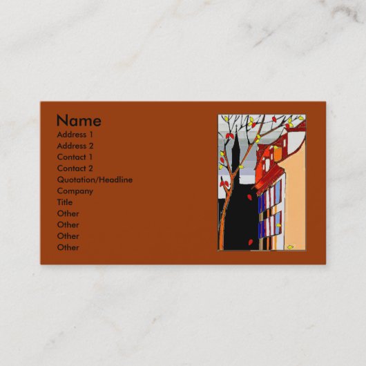 前部の背部秋場面のペン 名刺 (正面)