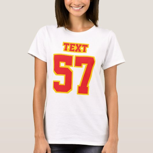 前部白く赤い金ゴールドレディースHanesのNano綿のティー Tシャツ (正面)