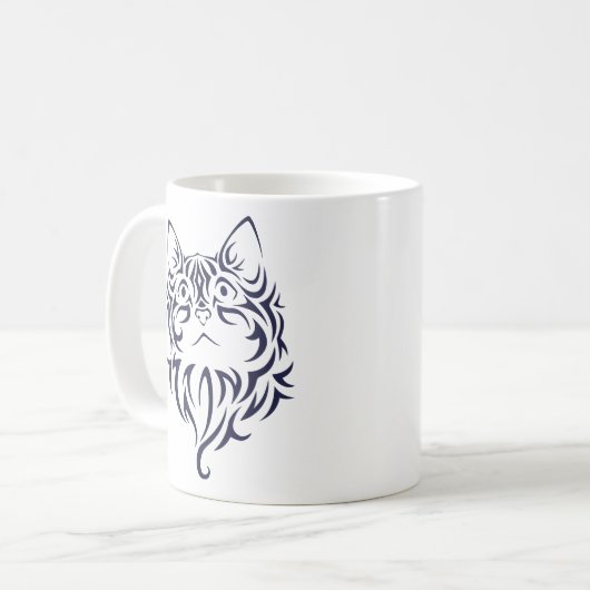 前部表面仕上げ猫の子ネコの顔のステンシル コーヒーマグカップ (正面左)