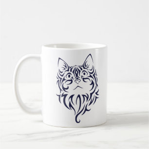 前部表面仕上げ猫の子ネコの顔のステンシル コーヒーマグカップ