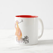 前部! ゴルフをする鶏のマグ ツートーンマグカップ (正面右)