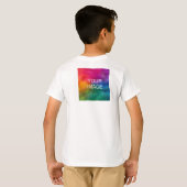 前面と背面のデザインイメージの追加ホワイトテンプレートボーイ Tシャツ (裏面フル)