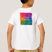 前面と背面のデザインイメージの追加ホワイトテンプレートボーイ Tシャツ (裏面)