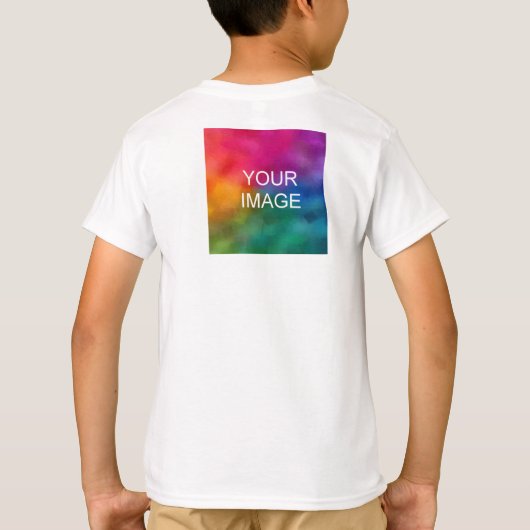 前面と背面のデザインイメージの追加ホワイトテンプレートボーイ Tシャツ (裏面)