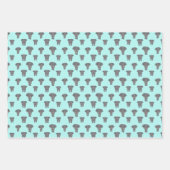 前面と背面の象のパタ数々のーン色 ラッピングペーパーシート (正面3)