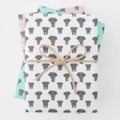 前面と背面の象のパタ数々のーン色 ラッピングペーパーシート (インサイチュ)