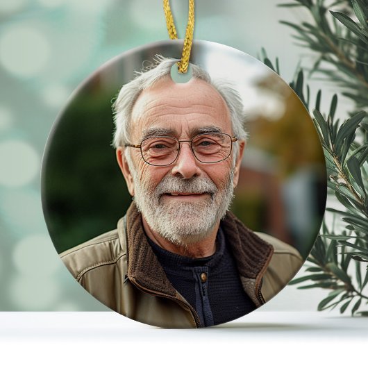 前面ミニマルのみの写真 – 背面文字 セラミックオーナメント