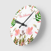 前面、葉、花 ラウンド壁時計 (傾斜)