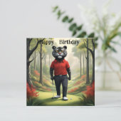 前:タイガーの遊ゴルフ、フラット誕生日カード カード (スタンド正面)