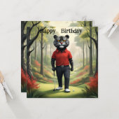 前:タイガーの遊ゴルフ、フラット誕生日カード カード (正面/裏面インサイチュ)