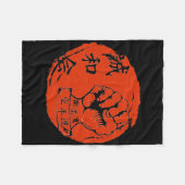 剛柔流空手道武道家日本の漢 フリースブランケット (正面(横))