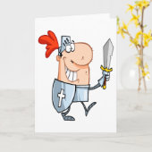 剣おっちょこちょいの漫画輝くの鎧を着けた騎士 カード (黄色い花)