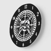 剣が付いているスカル ラージ壁時計 (傾斜)