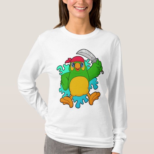 剣で海賊としてオウム Tシャツ (正面)