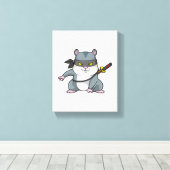 剣との武術芸術の忍者としてのハムスター キャンバスプリント (インサイチュ (ウッドフロア))