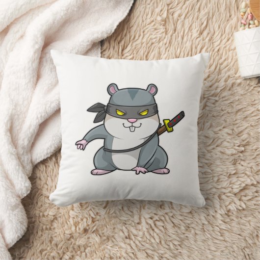 剣との武術芸術の忍者としてのハムスター クッション (ブランケット)