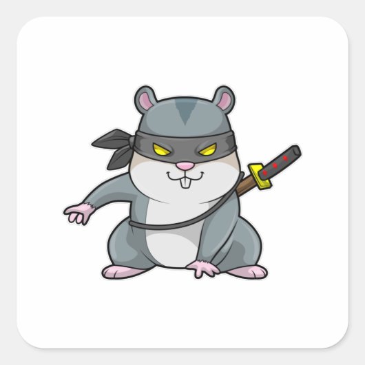 剣との武術芸術の忍者としてのハムスター スクエアシール (正面)