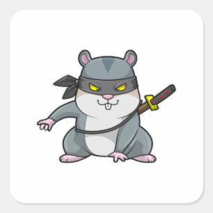 剣との武術芸術の忍者としてのハムスター スクエアシール