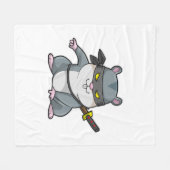 剣との武術芸術の忍者としてのハムスター フリースブランケット (正面(横))