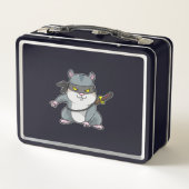 剣との武術芸術の忍者としてのハムスター メタルランチボックス (裏面)