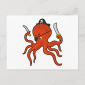剣とナイフを持った海賊のタコ ポストカード (正面)