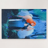 剣と白い馬の女性 ジグソーパズル (横)