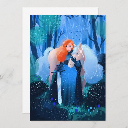 剣と白い馬の女性 招待状 (正面/裏面)