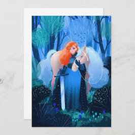 剣と白い馬の女性 招待状