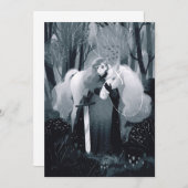 剣と白の馬の黒と白の女性 招待状 (正面/裏面)