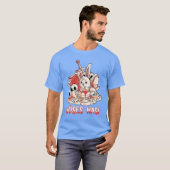 剣と盾と騎士の矢を持つ邪悪なホラーウサギ Tシャツ (正面フル)