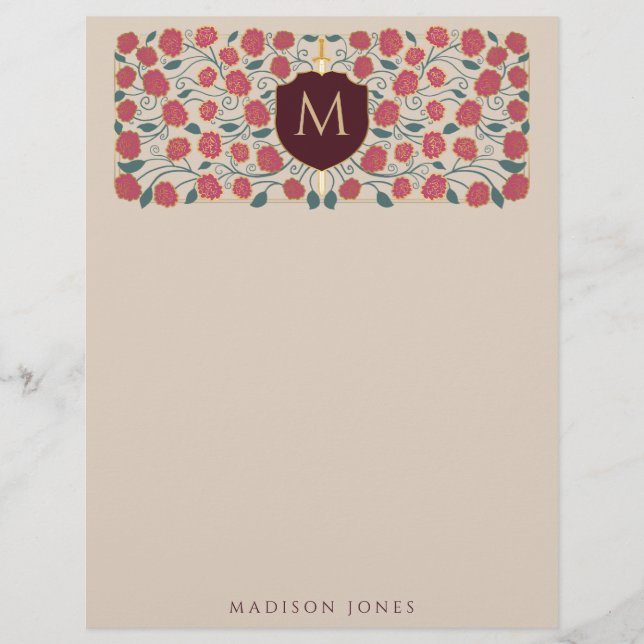 剣と盾のミディアムファンタジー モノグラム レターヘッド (正面)