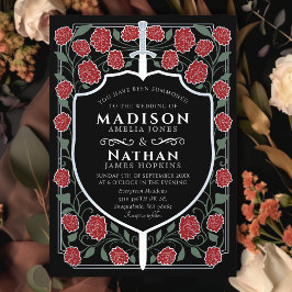 剣と盾のメディエーバルファンタジー結婚式のモノグラム招待状 招待状