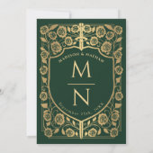 剣と盾のメディエーバルファンタジー結婚式のモノグラム招待状 招待状 (裏面)