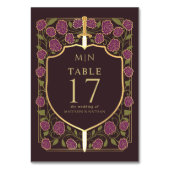 剣と盾のメディエーバルファンタジー結婚式のモノグラム テーブルナンバー (正面)